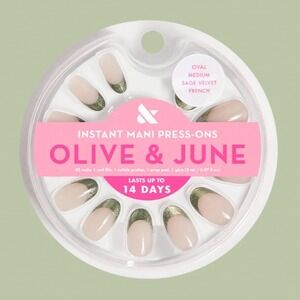 Olive & June Sage Velvet French Press-On Nails Medium Oval Instant Mani Set